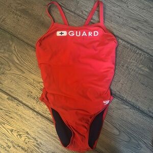 Speedo, red lifeguard one piece
